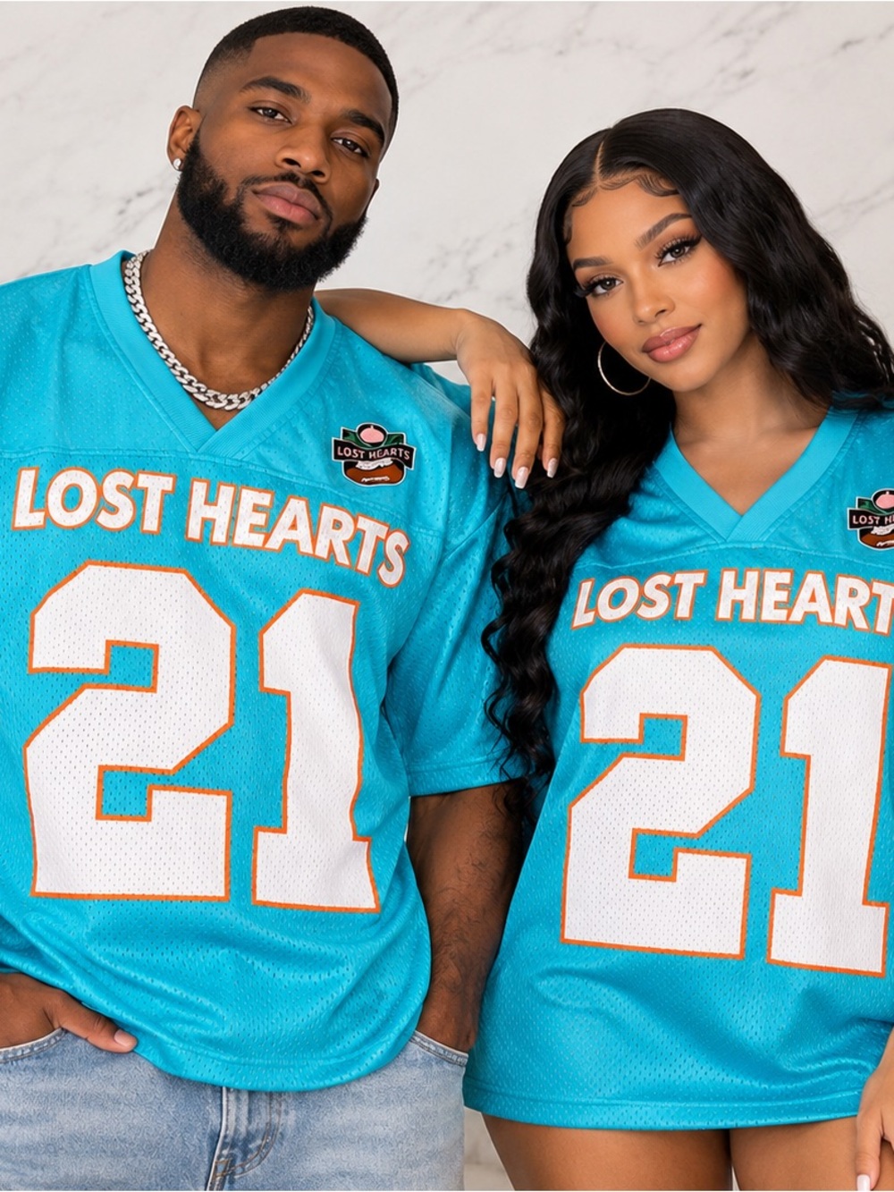 Lost Hearts Kids' Athletic Jersey Top in Aqua Blue - '21 Graphic